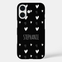 Cute Motif de Coeur Scandinave Noir Personnalisé
