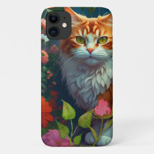 Case-Mate iPhone Case Cute Orange Chat en Fleurs