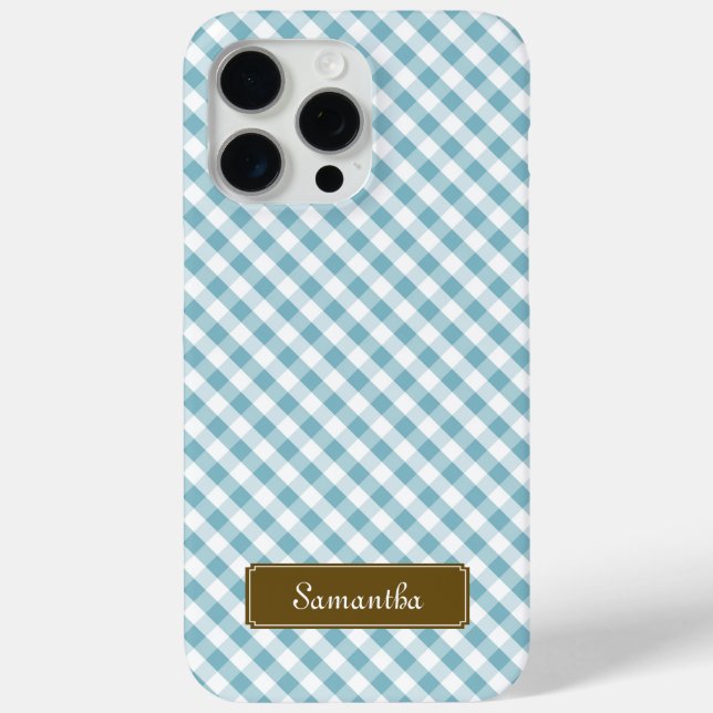 Coques Case-Mate iPhone Cute Pastel Blue En vichy Motif (Verso)