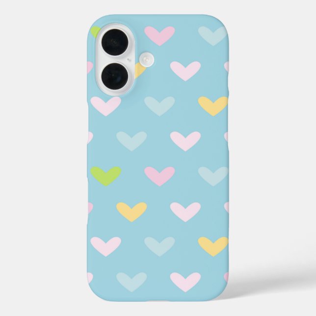 Coques Case-Mate iPhone Cute Pastel Coeurs Motif Bleu clair (Verso)