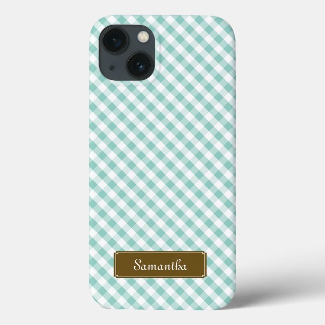 Coques Case-Mate iPhone Cute Pastel Mint En vichy Motif (Verso)