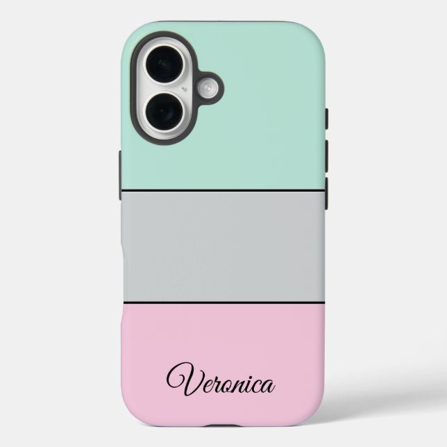 Coques Case-Mate iPhone Cute Pink Grey Teal Personalized Phone (Verso)