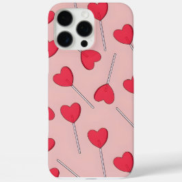 Coques iPhone 16 Pro Max Cute Pink Heart Lollipops Seamless Pattern