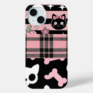 Coque Pour iPhone 15 Cute Pink Pastel Goth Halloween