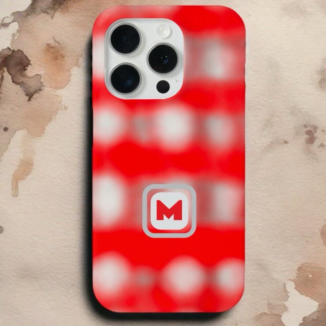 Coques Case-Mate iPhone Cute plaid red white gray monogram Christmas  (Créateur téléchargé)