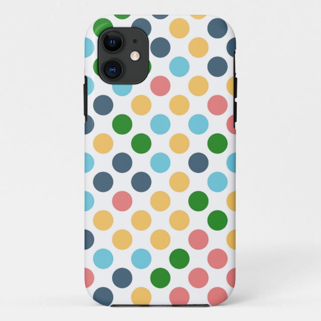 Coques Case-Mate iPhone Cute Pois rétro | Aqua vert rose jaune (Dos)