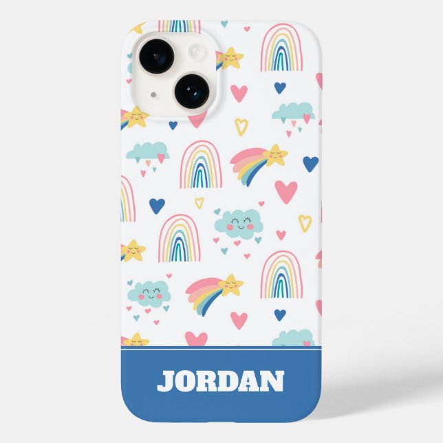 Coques Case-Mate iPhone Cute Rainbow Hearts & Clouds Motif (Verso)