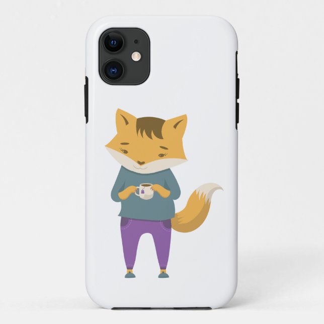 Coques Case-Mate iPhone Cute renard avec tasse de thé (Dos)
