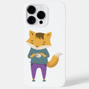 Coque Pour Pour iPhone 14 Pro Max Cute renard avec tasse de thé