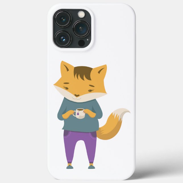 Coques Case-Mate iPhone Cute renard avec tasse de thé (Verso)