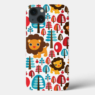 iPhone 13 Coque cute retro Lion kids illustration