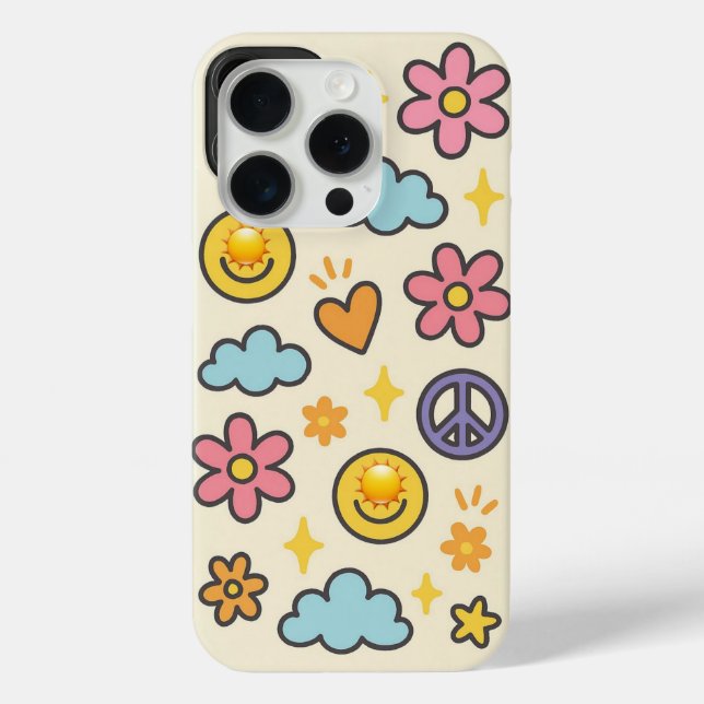 Coques Case-Mate iPhone Cute Retro Smiley & Peace (Verso)