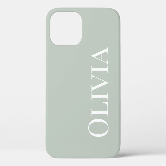 Coques Case-Mate iPhone Cute Sage Vert Moderne Personnalisé (Verso)