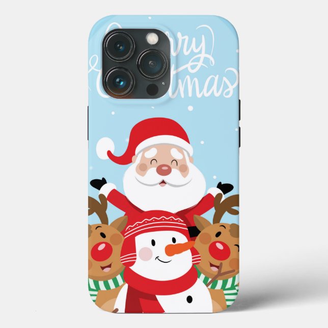 Coques Case-Mate iPhone Cute Santa Claus, deer and snowman (Verso)