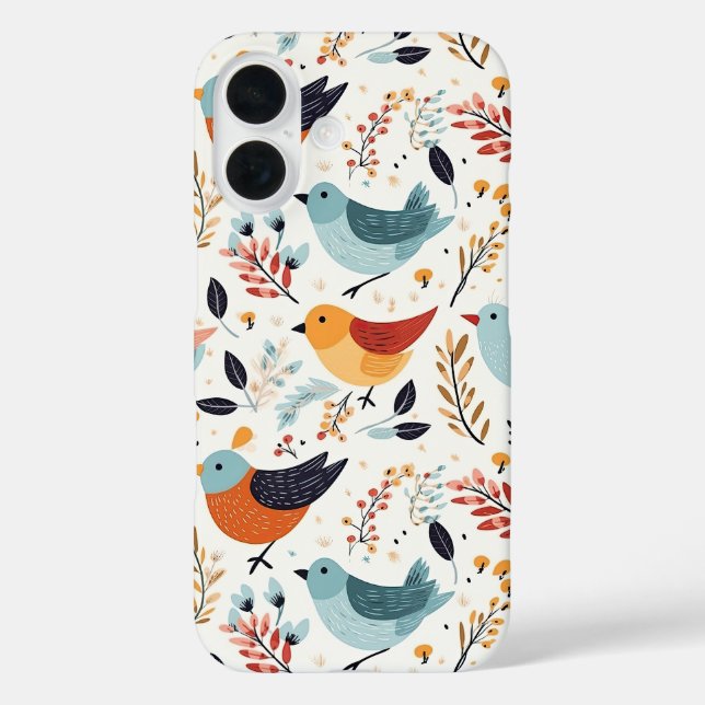 Coques Case-Mate iPhone Cute Scandinavian Bird Folk Art Nature (Verso)