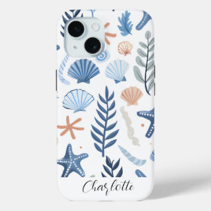 Coque Pour iPhone 15 Cute Seashell Starfish Nom personnalisé