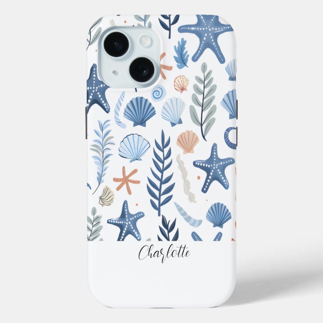 Coques Case-Mate iPhone Cute Seashell Starfish Nom personnalisé (Verso)