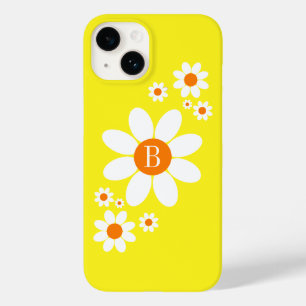 Coque Pour iPhone 14 Cute Simple Floral Design Simple Initial Jaune