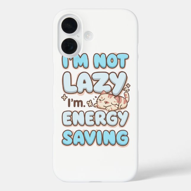 Coques Case-Mate iPhone Cute Sleepy Cat "Energy Saving" Quote (Verso)