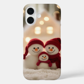 Coques iPhone 16 Cute Snowman Family Winter Christmas