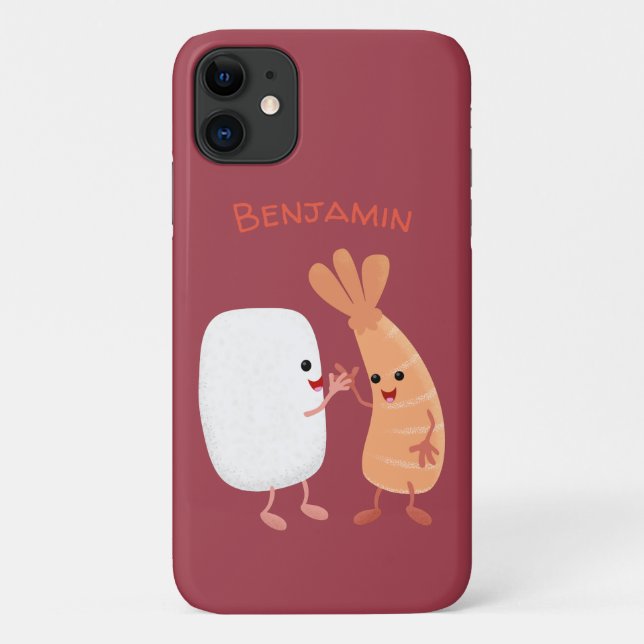 Coques Case-Mate iPhone Cute sushi riz crevettes amis dessin animé (Dos)