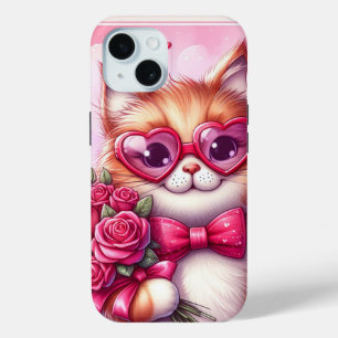 Coque Pour iPhone 15 Cute Valentine's day cat/chaton