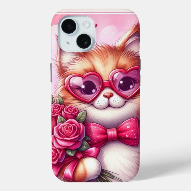 Coques Case-Mate iPhone Cute Valentine's day cat/chaton (Verso)
