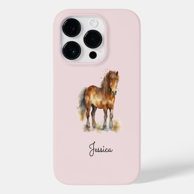 Coques Case-Mate iPhone Cute Whimsical Brown Pony Script Nom Cheval (Verso)