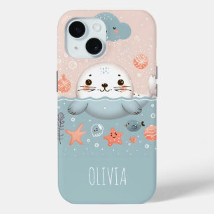 Coque Pour iPhone 15 Cute Whimsical Seal Pup en mer