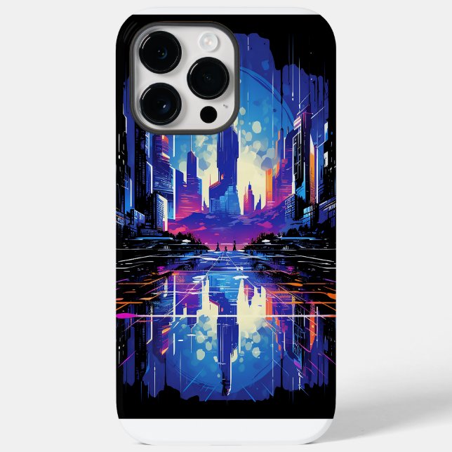 Coques Case-Mate iPhone Cyberpunk City Skyline futuriste (Verso)