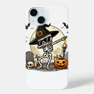 Coque Pour iPhone 15 Dabbing Halloween garçons Skeleton Zombie effroi