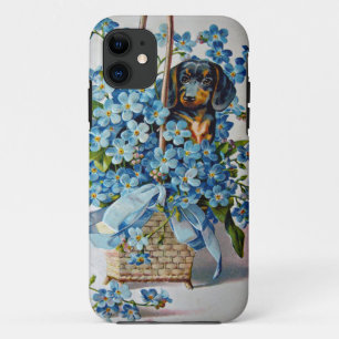 Coques Pour iPhone Dachshund et Forget-Me-Nots