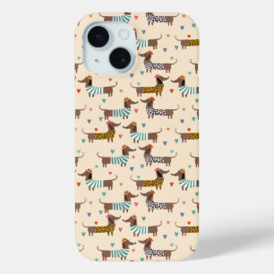 Coque Pour iPhone 15 Dachshunds amusants en Casquette et pulls