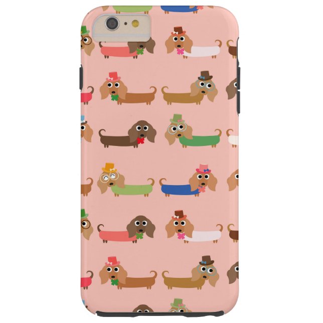 Coques Case-Mate iPhone Dachshunds sur rose (Dos)