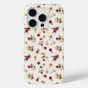 Coque iPhone 15 Pro Dainty Gold Maroon motif floral
