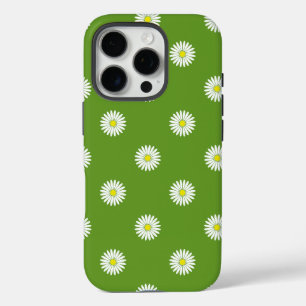 Coques iPhone 16 Pro Daisies Motif illustratif sur Vert