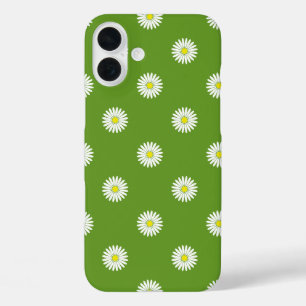 Coques iPhone 16 Plus Daisies Motif illustratif sur Vert