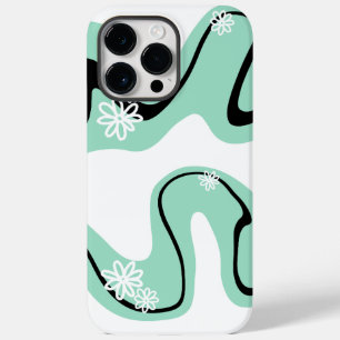 Coque Pour Pour iPhone 14 Pro Max Daisy Groove en vert, noir et blanc