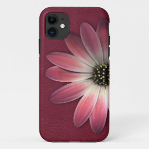 Coque iPhone 11 Daisy Rouge sur Impression Cuir Vin