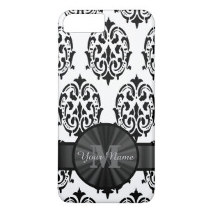 Coques Pour iPhone Damas monogrammed noir et blanc
