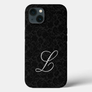 Case-Mate iPhone Case Damas noires, diamants lettre L