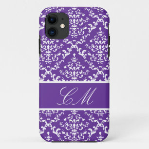 Coques Pour iPhone Damas pourpres #1 @ Marie Vintage avec monogramme
