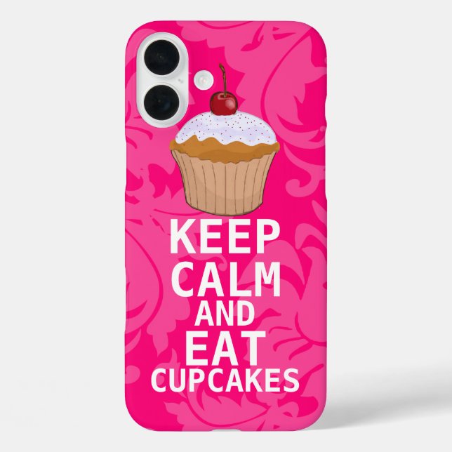 Coques Case-Mate iPhone Damas Rose Chaud GARDER CALME ET Manger Cupcakes (Verso)