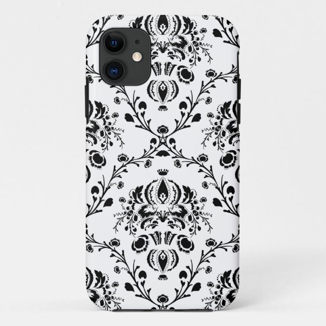 Coques Case-Mate iPhone Damask blanc et noir (Dos)