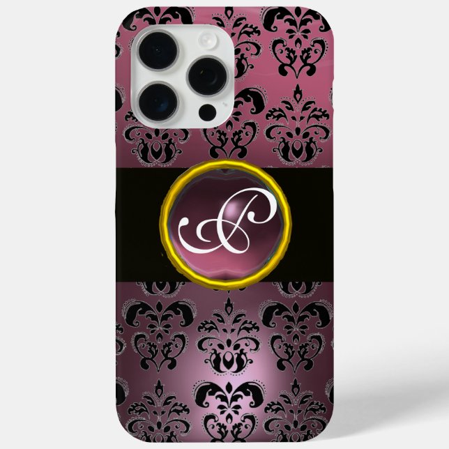 Coques Case-Mate iPhone DAMASK GEM MONOGRAM Améthyste pourpre (Verso)