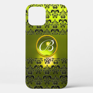 Coque iPhone 12 DAMASK GEM MONOGRAS Jaune