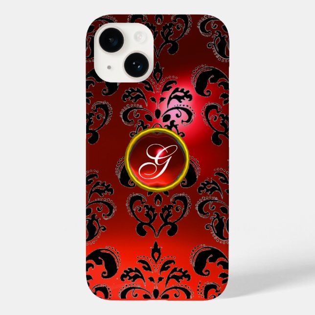 Coques Case-Mate iPhone DAMASK GEM MONOGRAS rouge (Verso)