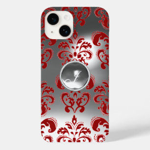 Coques Pour iPhone DAMASK GEM MONOGRAS rouge blanc