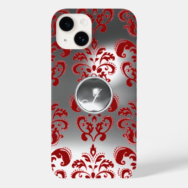 Coques Case-Mate iPhone DAMASK GEM MONOGRAS rouge blanc (Verso)