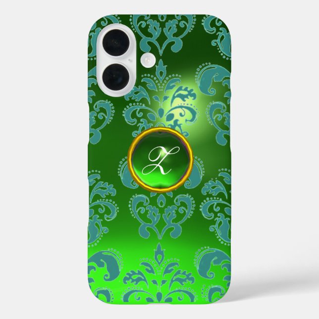 Coques Case-Mate iPhone DAMASK GEM MONOGRAS vert (Verso)